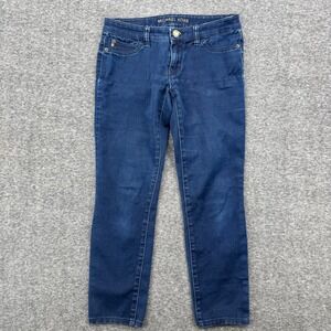Michael Kors Womens Size 0 Skinny Jeans Dark Indigo Blue Gold Hardware Cropped